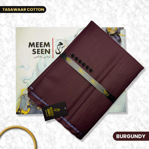 Burgundi Tasawar Cotton Meem Seen