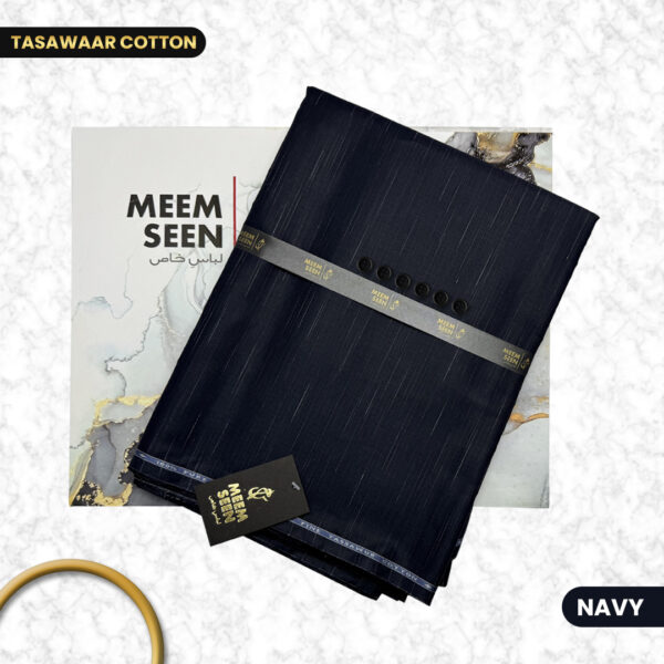 Navy Blue Tasawar Cotton Meem Seen